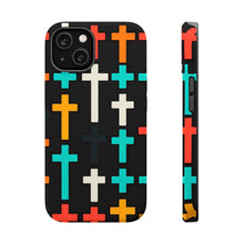 DistinctInk Tough Case for Apple iPhone, Compatible with MagSafe Charging - "Colorful Bold-Christian Crosses: Vibrant Minimalistic Pattern"