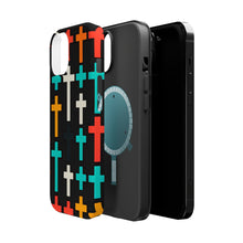 DistinctInk Tough Case for Apple iPhone, Compatible with MagSafe Charging - "Colorful Bold-Christian Crosses: Vibrant Minimalistic Pattern"
