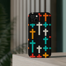 DistinctInk Tough Case for Apple iPhone, Compatible with MagSafe Charging - "Colorful Bold-Christian Crosses: Vibrant Minimalistic Pattern"