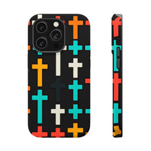 DistinctInk Tough Case for Apple iPhone, Compatible with MagSafe Charging - "Colorful Bold-Christian Crosses: Vibrant Minimalistic Pattern"