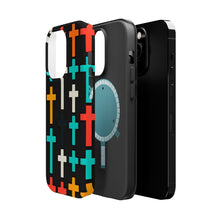 DistinctInk Tough Case for Apple iPhone, Compatible with MagSafe Charging - "Colorful Bold-Christian Crosses: Vibrant Minimalistic Pattern"