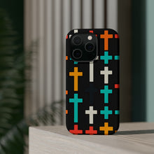 DistinctInk Tough Case for Apple iPhone, Compatible with MagSafe Charging - "Colorful Bold-Christian Crosses: Vibrant Minimalistic Pattern"