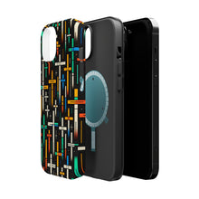 DistinctInk Tough Case for Apple iPhone, Compatible with MagSafe Charging - "Vivid Christian Crosses Dance on Black"