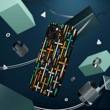 DistinctInk Tough Case for Apple iPhone, Compatible with MagSafe Charging - "Vivid Christian Crosses Dance on Black"