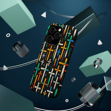 DistinctInk Tough Case for Apple iPhone, Compatible with MagSafe Charging - "Vivid Christian Crosses Dance on Black"