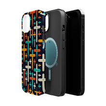 DistinctInk Tough Case for Apple iPhone, Compatible with MagSafe Charging - "Vibrant Christian Crosses on Deep Black"