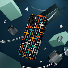 DistinctInk Tough Case for Apple iPhone, Compatible with MagSafe Charging - "Vibrant Christian Crosses on Deep Black"