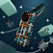 DistinctInk Tough Case for Apple iPhone, Compatible with MagSafe Charging - "Colorful Minimalist Crosses on Black"