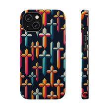 DistinctInk Tough Case for Apple iPhone, Compatible with MagSafe Charging - "Vivid Crosses: A Bold Minimalistic Pattern"