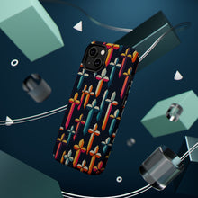 DistinctInk Tough Case for Apple iPhone, Compatible with MagSafe Charging - "Vivid Crosses: A Bold Minimalistic Pattern"