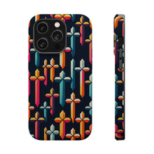 DistinctInk Tough Case for Apple iPhone, Compatible with MagSafe Charging - "Vivid Crosses: A Bold Minimalistic Pattern"