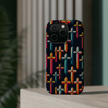 DistinctInk Tough Case for Apple iPhone, Compatible with MagSafe Charging - "Vivid Crosses: A Bold Minimalistic Pattern"