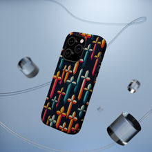 DistinctInk Tough Case for Apple iPhone, Compatible with MagSafe Charging - "Vivid Crosses: A Bold Minimalistic Pattern"