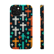 DistinctInk Tough Case for Apple iPhone, Compatible with MagSafe Charging - "A Colorful Array of Christian Crosses"