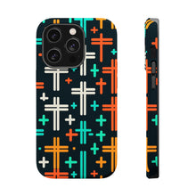 DistinctInk Tough Case for Apple iPhone, Compatible with MagSafe Charging - "A Colorful Array of Christian Crosses"