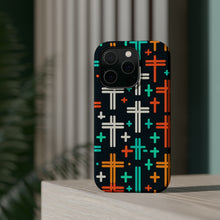 DistinctInk Tough Case for Apple iPhone, Compatible with MagSafe Charging - "A Colorful Array of Christian Crosses"