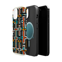 DistinctInk Tough Case for Apple iPhone, Compatible with MagSafe Charging - Title: "Vibrant Crosses: A Bold Repeating Pattern"