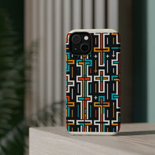 DistinctInk Tough Case for Apple iPhone, Compatible with MagSafe Charging - Title: "Vibrant Crosses: A Bold Repeating Pattern"