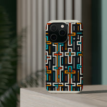 DistinctInk Tough Case for Apple iPhone, Compatible with MagSafe Charging - Title: "Vibrant Crosses: A Bold Repeating Pattern"