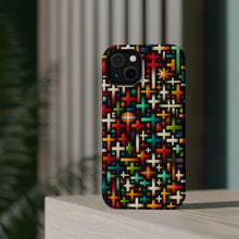 DistinctInk Tough Case for Apple iPhone, Compatible with MagSafe Charging - "Infinite Vibrant Christian Crosses: Endless Devotion"