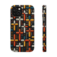 DistinctInk Tough Case for Apple iPhone, Compatible with MagSafe Charging - "Crisp Contrasts: Vibrant Christian Cross Patterns"