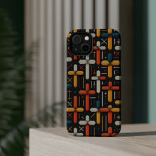 DistinctInk Tough Case for Apple iPhone, Compatible with MagSafe Charging - "Crisp Contrasts: Vibrant Christian Cross Patterns"