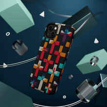 DistinctInk Tough Case for Apple iPhone, Compatible with MagSafe Charging - "Ethereal Crosses: Vibrant Minimalsim on Black"