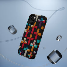 DistinctInk Tough Case for Apple iPhone, Compatible with MagSafe Charging - "Ethereal Crosses: Vibrant Minimalsim on Black"