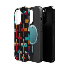 DistinctInk Tough Case for Apple iPhone, Compatible with MagSafe Charging - "Ethereal Crosses: Vibrant Minimalsim on Black"