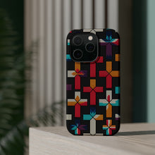 DistinctInk Tough Case for Apple iPhone, Compatible with MagSafe Charging - "Ethereal Crosses: Vibrant Minimalsim on Black"