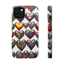 DistinctInk Tough Case for Apple iPhone, Compatible with MagSafe Charging - "Vibrant Graffiti Hearts: A Colorful Display"