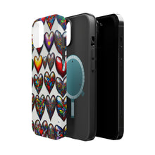 DistinctInk Tough Case for Apple iPhone, Compatible with MagSafe Charging - "Vibrant Graffiti Hearts: A Colorful Display"