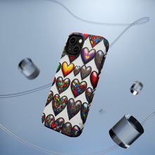 DistinctInk Tough Case for Apple iPhone, Compatible with MagSafe Charging - "Vibrant Graffiti Hearts: A Colorful Display"