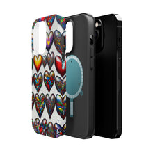 DistinctInk Tough Case for Apple iPhone, Compatible with MagSafe Charging - "Vibrant Graffiti Hearts: A Colorful Display"