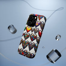 DistinctInk Tough Case for Apple iPhone, Compatible with MagSafe Charging - "Vibrant Graffiti Hearts: A Colorful Display"