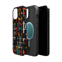 DistinctInk Tough Case for Apple iPhone, Compatible with MagSafe Charging - "Vibrant Minimalism: Bold Christian Cross Pattern"