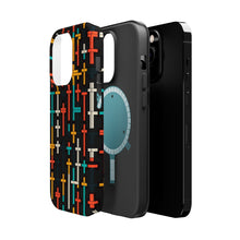 DistinctInk Tough Case for Apple iPhone, Compatible with MagSafe Charging - "Vibrant Minimalism: Bold Christian Cross Pattern"