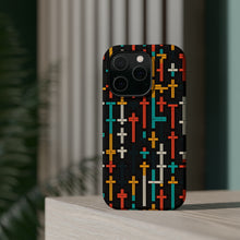 DistinctInk Tough Case for Apple iPhone, Compatible with MagSafe Charging - "Vibrant Minimalism: Bold Christian Cross Pattern"