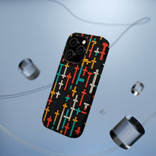 DistinctInk Tough Case for Apple iPhone, Compatible with MagSafe Charging - "Vibrant Minimalism: Bold Christian Cross Pattern"