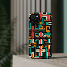 DistinctInk Tough Case for Apple iPhone, Compatible with MagSafe Charging - Title: "Vibrant Hues of Minimalist Crosses"