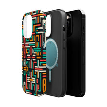 DistinctInk Tough Case for Apple iPhone, Compatible with MagSafe Charging - Title: "Vibrant Hues of Minimalist Crosses"