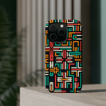 DistinctInk Tough Case for Apple iPhone, Compatible with MagSafe Charging - Title: "Vibrant Hues of Minimalist Crosses"