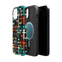 DistinctInk Tough Case for Apple iPhone, Compatible with MagSafe Charging - "Sleek and Modern: Vibrant Cross Pattern"