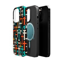 DistinctInk Tough Case for Apple iPhone, Compatible with MagSafe Charging - "Sleek and Modern: Vibrant Cross Pattern"