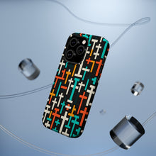 DistinctInk Tough Case for Apple iPhone, Compatible with MagSafe Charging - "Sleek and Modern: Vibrant Cross Pattern"
