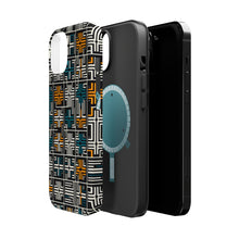 DistinctInk Tough Case for Apple iPhone, Compatible with MagSafe Charging - Title: "Contrasting Crosses: Bold Patterns in Bright"