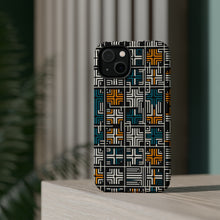 DistinctInk Tough Case for Apple iPhone, Compatible with MagSafe Charging - Title: "Contrasting Crosses: Bold Patterns in Bright"
