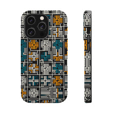 DistinctInk Tough Case for Apple iPhone, Compatible with MagSafe Charging - Title: "Contrasting Crosses: Bold Patterns in Bright"