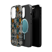 DistinctInk Tough Case for Apple iPhone, Compatible with MagSafe Charging - Title: "Contrasting Crosses: Bold Patterns in Bright"