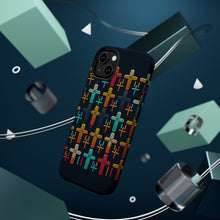 DistinctInk Tough Case for Apple iPhone, Compatible with MagSafe Charging - "Vibrant Crosses on Dark Black Background"